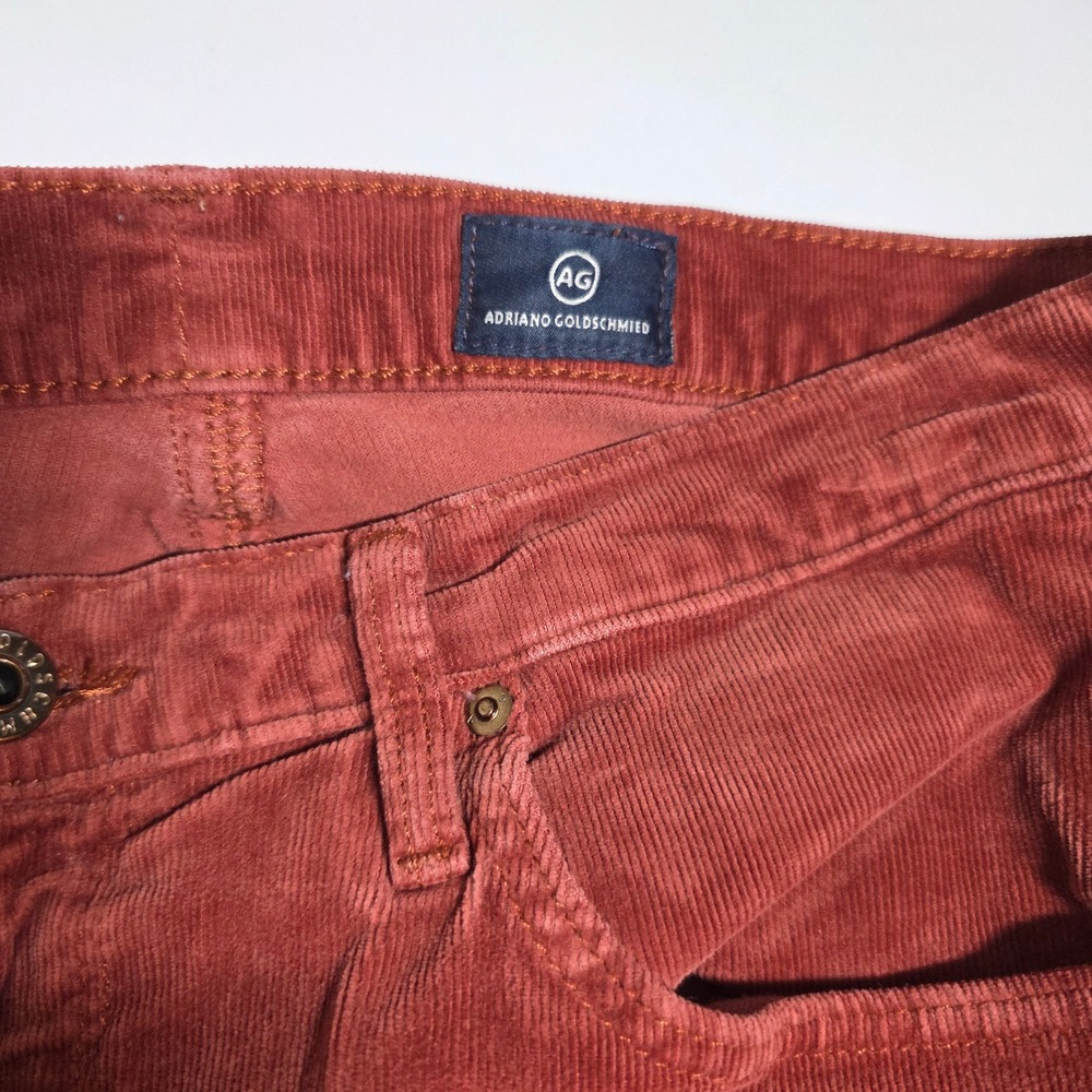 AG Adriano Goldschmied The Stevie Slim Straight Corduroy Pants Rust Orange 30R - Picture 4 of 13